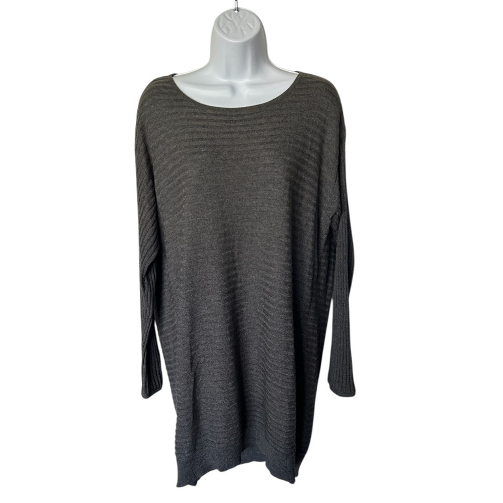 Planet Lauren G Gray Ribbed Tunic Sweater Excellent One Size fits 4-14